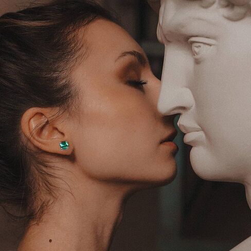 أقراط جوهرة الميلاد من الفضة الاسترليني للنساء الأم، أقراط كلاسيكية من الأحجار الكريمة الأصلية أو المُنشأة S925 من الفضة الإسترليني بأربعة شوكات أقراط جوهرة الميلاد للنساء هدايا مجوهرات عيد الميلاد in Kuwait