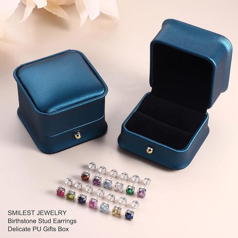 أقراط جوهرة الميلاد من الفضة الاسترليني للنساء الأم، أقراط كلاسيكية من الأحجار الكريمة الأصلية أو المُنشأة S925 من الفضة الإسترليني بأربعة شوكات أقراط جوهرة الميلاد للنساء هدايا مجوهرات عيد الميلاد in Kuwait