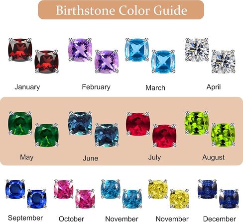 أقراط جوهرة الميلاد من الفضة الاسترليني للنساء الأم، أقراط كلاسيكية من الأحجار الكريمة الأصلية أو المُنشأة S925 من الفضة الإسترليني بأربعة شوكات أقراط جوهرة الميلاد للنساء هدايا مجوهرات عيد الميلاد in Kuwait