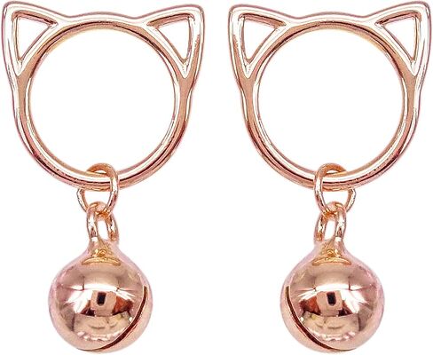 925 Sterling Silver White Gold Plated Fashion Cat Head Bell Ear Stud Earrings in Saudi Arabia