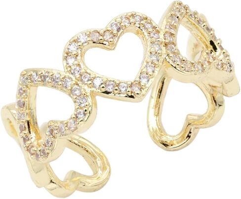 Guangstar Vary Stylish Gold Plated Adjustable Rings with Cubic Zirconia or Pearls for Women, Size 6-9 in Saudi Arabia