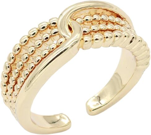 Guangstar Vary Stylish Gold Plated Adjustable Rings with Cubic Zirconia or Pearls for Women, Size 6-9 in Saudi Arabia