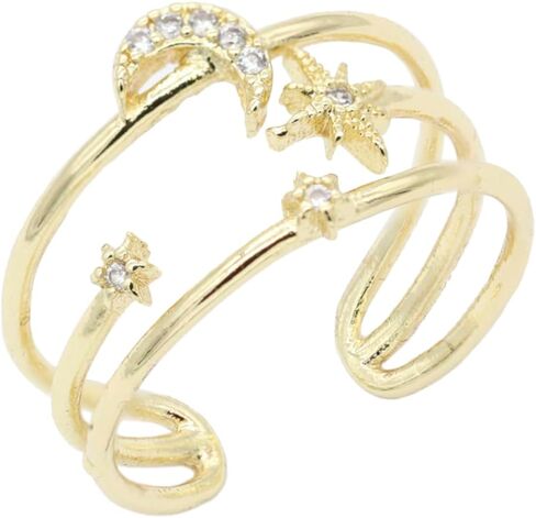 Guangstar Vary Stylish Gold Plated Adjustable Rings with Cubic Zirconia or Pearls for Women, Size 6-9 in Saudi Arabia