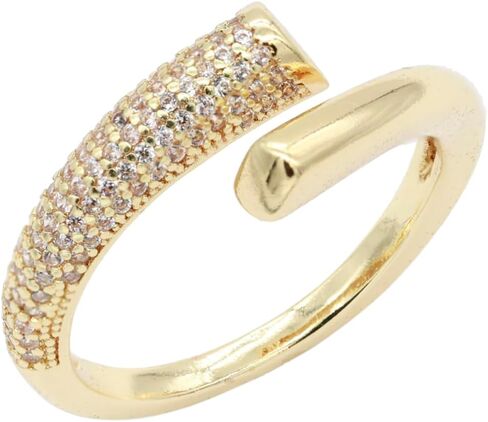 Guangstar Vary Stylish Gold Plated Adjustable Rings with Cubic Zirconia or Pearls for Women, Size 6-9 in Saudi Arabia