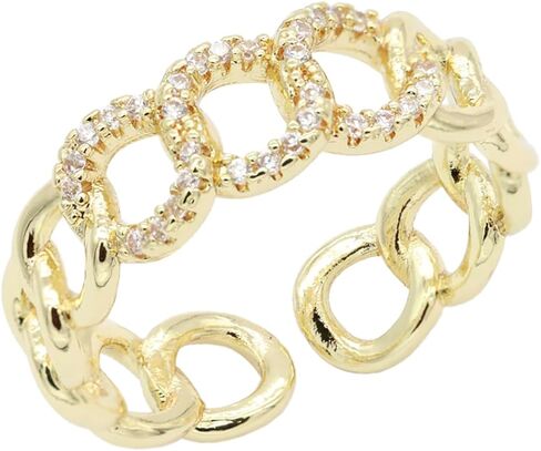 Guangstar Vary Stylish Gold Plated Adjustable Rings with Cubic Zirconia or Pearls for Women, Size 6-9 in Saudi Arabia