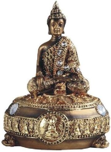 GSC 88204 5 Inch Thai Buddha Figurine Trinket Box, Gold Color, Brown in Kuwait