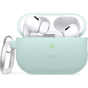 elago Compatible with AirPods Pro 2 Case (2022), Silicone Case with Keychain Compatible with Apple AirPods Pro 2nd Generation Case, Front LED Visible, Supports Wireless Charging [Black]