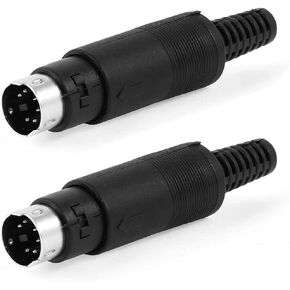 uxcell® Computer DIN 6 Pins Male S-Video Adapter Sockets Connnector 2 Pcs