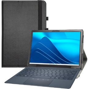 MAMA MOUTH for Dell Latitude 7350 Detachable Case,PU Leather Folio 2-Folding Stand Cover for Dell Latitude 7350 Detachable 11.5" Tablet (Not fit Other Dell Laptop),Black