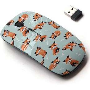 2.4G Wireless Mouse with Cute Pattern Design for All Laptops and Desktops with Nano Receiver - Cute red Panda Bamboo