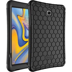 Fintie Silicone Case for Samsung Galaxy Tab A 8.0 2018 Model SM-T387, [Honey Comb Series] [Kids Friendly] Light Weight Shock Proof Protective Cover, Black