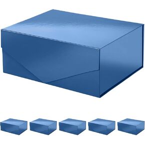 PACKHOME 6 Gift Boxes 9x6.5x3.8 Inches, Bridesmaid Boxes, Rectangle Collapsible Boxes with Magnetic Lids for Gift Packaging (Matte Black, Grain Texture)
