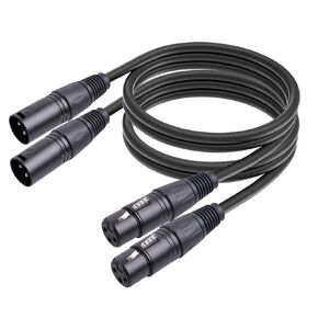 XLR Cable 50Ft 2 Pack - Premium Balanced Microphone Cable with 3-Pin XLR Male to Female Mic Speaker Cable, Black