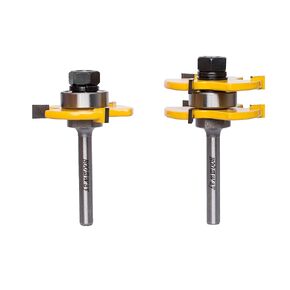 Tongue and Groove Router Bit Set, 1/4 Inch Shank, 3 Teeth, Adjustable T-Shape Cutter, 1/4 Inch Collet Size