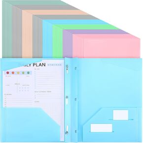 72 Pcs Plastic Folders with Clear Front Pocket Bulk Pocket Folders with Prongs Fasteners Letter Size School Folders Heavy Duty Pocket Folder with Card Slot for School Office(Assorted Colors)