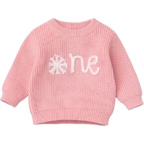 IBTOM CASTLE Baby Girls Boys Fall Winter Outfit Embroidery Knitted Pullover Sweaters 1st Birthday Party Photoshoot Clothes