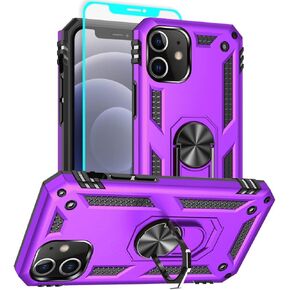 Aozuoton for iPhone 12 Case, iPhone 12 Pro Phone Case, [Military Grade 16ft. Drop Tested] Ring Shockproof Protective Phone Case for iPhone 12/12 Pro,Blue