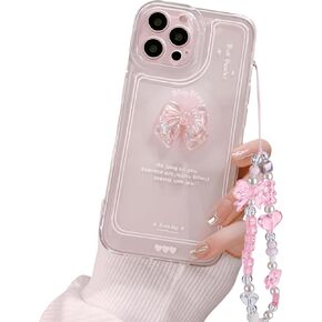 Ownest Compatible for iPhone 13 Cute 3D Pink Bowknot Slim Clear Aesthetic Design Women Teen Girls Camera Lens Protection Phone Cases Cover