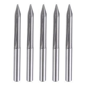 HARFINGTON 5pcs CNC V Bit 30 Degree 1/8" Shank 0.1mm Tip Engraving V Bits Carbide Chamfer End Mill with 2 Straight Flutes CNC Wood Carving Bit Tool for Wood Plywood Acrylic MDF Lettering
