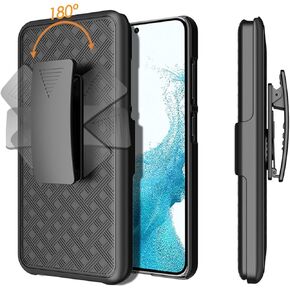 for Samsung Galaxy S23 5G Case, for Galaxy S23 Belt Clip Holster Case Slim Combo Shell with Kickstand Swivel Belt Clip Holster Rugged Protective Cover for S23 5G 6.1'' 2023 Release, Black