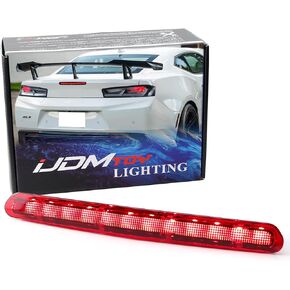 iJDMTOY ZL1/1LE Style Black-Out Smoked Lens 12-SMD Full LED Trunk Lid Third Brake Light Bar Assembly Compatible With Chevrolet 2016-24 Gen6 Camaro