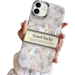for iPhone 13 Case & iPhone 14 Case Shiny Silver Design,Cute Trendy Soft Slim TPU Shockproof Protective Butterfly Phone Cases Cover for Women Girls Aesthetic Casegis,iPhone 14/13 6.1"