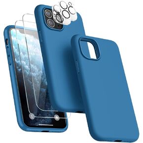 [5 in 1 for iPhone 11 Pro Max Case 6.5, with 2 Pack Screen Protector + 2 Pack Camera Lens Protector, Liquid Silicone Slim Shockproof Protective Phone Case [Microfiber Lining] (Alpine Green)…