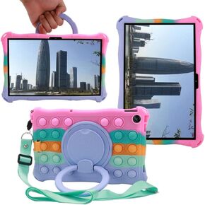 Case for Lenovo Tab M10 plus10.6-inch Tablet 2022 3rd Gen (TB-125F/TB-128F) 360° Rotating Colorful Silicone Case Lenovo Tab M10 Kids Case (Colorful Dark Blue)