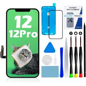 Premium Screen Replacement for iPhone 12/12 Pro (6.1-inch) LCD Front Panel 3D Touch Digitizer Full Assembly includes Repair Tools and Screen Protector