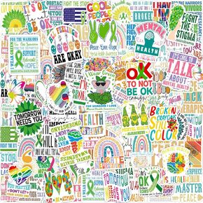 Mental Health Stickers Mental Health Awareness Sticker Psychology Therapy Stickers Inspirational Mental Health Supplies for Adults Teen Water Bottles Laptops Decor 100 Pcs