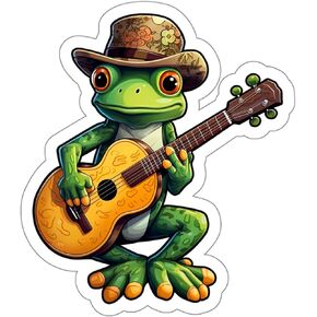 Banjo Frog Sticker Guitar Window Decal Vinyl Small Waterproof Bottle Mug Passport Book Scrapbook Notebook Laptop Tumbler Skateboard Computer Phone Size 4" Gift ID44990