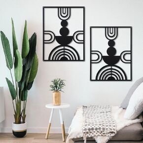 YIYA 4 Pcs Mountain Metal Wall Art Large Mountain Forest Decorative Black Metal Mountain Wall Decor Metal Vertical Wall Sculptures for Home Living Room Bedroom