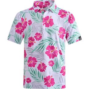 DEOLAX Mens Golf Shirt Performance Moisture Wicking Mens Polo Shirts Fashion Print Dry Fit Polo Shirts Short Sleeve Soft (YF,XXL)