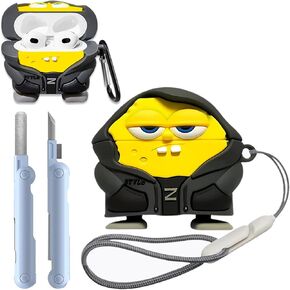 AirPods 3rd Generation Case Cover 2021,Cute Funny Kawaii Cool Design Fashion Cartoon Case for Apple Airpods 3 gen Soft Silicone Case with Cleaner kit,Keychain and Lanyard for Boys Girls Kids.