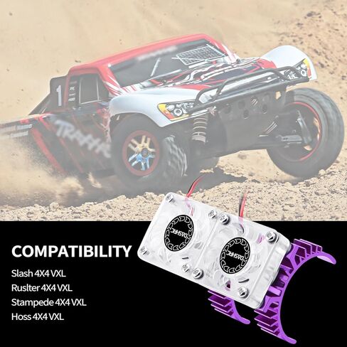 مجموعة بالوعة الحرارة VXL-3s ESC ومروحة تبريد مزدوجة المحرك، لـ 1/10 مقياس RC Car Slash 4X4 Rustler 4X4 Stampede 4X4 Hoss 4X4 VXL، ترقيات Velineon VXL 3s، استبدال 3340 in Kuwait