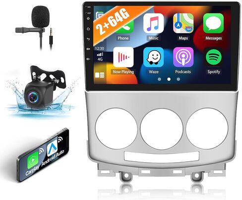 راديو ستيريو للسيارة 2G+64G CAMECHO لمازدا 5 2006-2010 مع Apple Carplay اللاسلكي Android Auto 9 بوصة شاشة تعمل باللمس Android 13 راديو مع بلوتوث GPS للملاحة HiFi WiFi FM RDS كاميرا احتياطية in Saudi Arabia