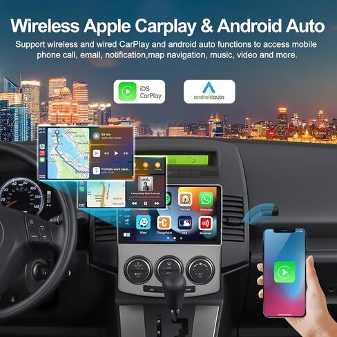 راديو ستيريو للسيارة 2G+64G CAMECHO لمازدا 5 2006-2010 مع Apple Carplay اللاسلكي Android Auto 9 بوصة شاشة تعمل باللمس Android 13 راديو مع بلوتوث GPS للملاحة HiFi WiFi FM RDS كاميرا احتياطية in Saudi Arabia