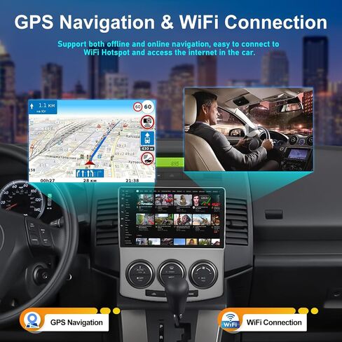 راديو ستيريو للسيارة 2G+64G CAMECHO لمازدا 5 2006-2010 مع Apple Carplay اللاسلكي Android Auto 9 بوصة شاشة تعمل باللمس Android 13 راديو مع بلوتوث GPS للملاحة HiFi WiFi FM RDS كاميرا احتياطية in Saudi Arabia
