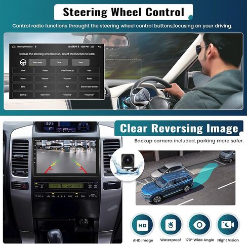 UNITOPSCI 4G+64G Android 13 ستيريو سيارة لتويوتا لاند كروزر برادو 120 لكزس GX470 2004-2009 CarPlay Android Auto 9 بوصة IPS شاشة لمس GPS ملاحة WiFi/FM/RDS/مرآة رابط كاميرا احتياطية ميكروفون in Saudi Arabia