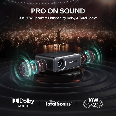 EAZZE D1 Pro Smart Projector with WiFi and Bluetooth, dbx-tv Total Sonics & Dolby Audio, Netflix Official, Auto Focus & Keystone, 350 ANSI Native 1080P Portable Mini Outdoor Projector, Grey in Saudi Arabia