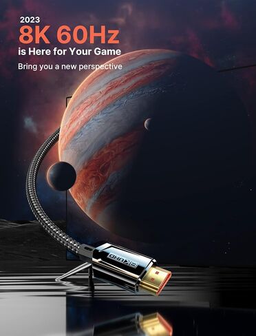 JSAUX 8K HDMI Cable 2.1 Cable 3FT, 48Gbps Ultra High Speed Long HDMI Cable, (8K@60Hz 4K@120Hz 144Hz) HDMI Cord, eARC HDR10 HDCP 2.2 & 2.3 3D, Compatible with PS5/HDTV/Xbox/Roku TV/Monitor/Blu-ray in Saudi Arabia