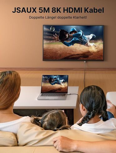 JSAUX 8K HDMI Cable 2.1 Cable 3FT, 48Gbps Ultra High Speed Long HDMI Cable, (8K@60Hz 4K@120Hz 144Hz) HDMI Cord, eARC HDR10 HDCP 2.2 & 2.3 3D, Compatible with PS5/HDTV/Xbox/Roku TV/Monitor/Blu-ray in Saudi Arabia