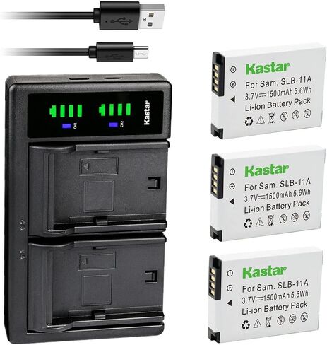 Kastar 4-Pack Battery and LTD2 USB Charger Replacement for Samsung SLB-11A SLB11A Battery, Samsung TL350, TL500, WB600, WB610, WB650, WB660, WB700, WB1000, WB2000, WB5000, WB5500 Digital Camera in Saudi Arabia