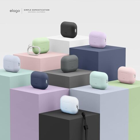 Elago متوافق مع حافظة AirPods Pro 2 (2022)، حافظة من السيليكون مع سلسلة مفاتيح متوافقة مع حافظة Apple AirPods Pro الجيل الثاني، شاشة LED أمامية مرئية، تدعم الشحن اللاسلكي [أسود] in Saudi Arabia