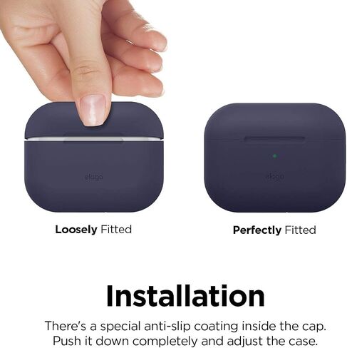 Elago متوافق مع حافظة AirPods Pro 2 (2022)، حافظة من السيليكون مع سلسلة مفاتيح متوافقة مع حافظة Apple AirPods Pro الجيل الثاني، شاشة LED أمامية مرئية، تدعم الشحن اللاسلكي [أسود] in Saudi Arabia