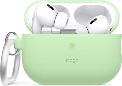 Elago متوافق مع حافظة AirPods Pro 2 (2022)، حافظة من السيليكون مع سلسلة مفاتيح متوافقة مع حافظة Apple AirPods Pro الجيل الثاني، شاشة LED أمامية مرئية، تدعم الشحن اللاسلكي [أسود] in Saudi Arabia