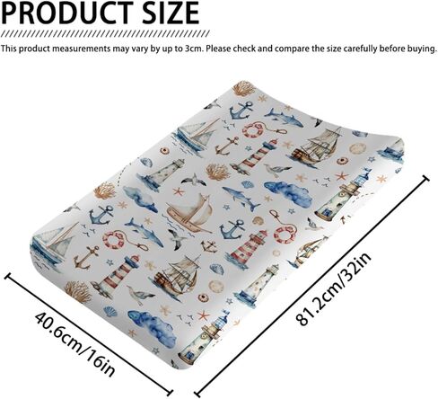 Watercolor Sailing Adventure Baby Changing Pad Covers Nautical Life Lighthouse Boat Anchor Changing Table Sheets for Boy Girl Beach Summer Soft Stretchy Snug Fitted Changing Pad Mats Sheets 32''x16'' in Saudi Arabia