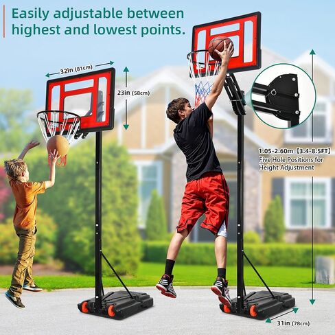 YITAHOME Basketball Hoop Outdoor 10 FT Adjustable, Portable Basketball Goals for Outside, 4.4-10FT Height Adjust, 44in Backboard and 18in Rim in Saudi Arabia