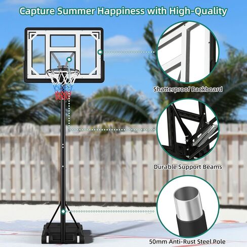 YITAHOME Basketball Hoop Outdoor 10 FT Adjustable, Portable Basketball Goals for Outside, 4.4-10FT Height Adjust, 44in Backboard and 18in Rim in Saudi Arabia