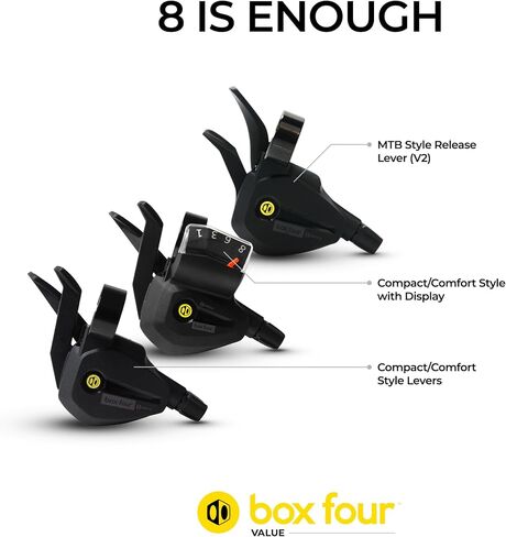 Box Four 8 Speed E-Bike Shifter 1 Gear Per Click, Non E-Bike Shifter 2 Piece Pull Lever up to 3 Gears Per Click Bicycle Shift Lever Cable for Mountain Bike Shifters, MTB, Bicycle Gear Shifter Cycling in Saudi Arabia